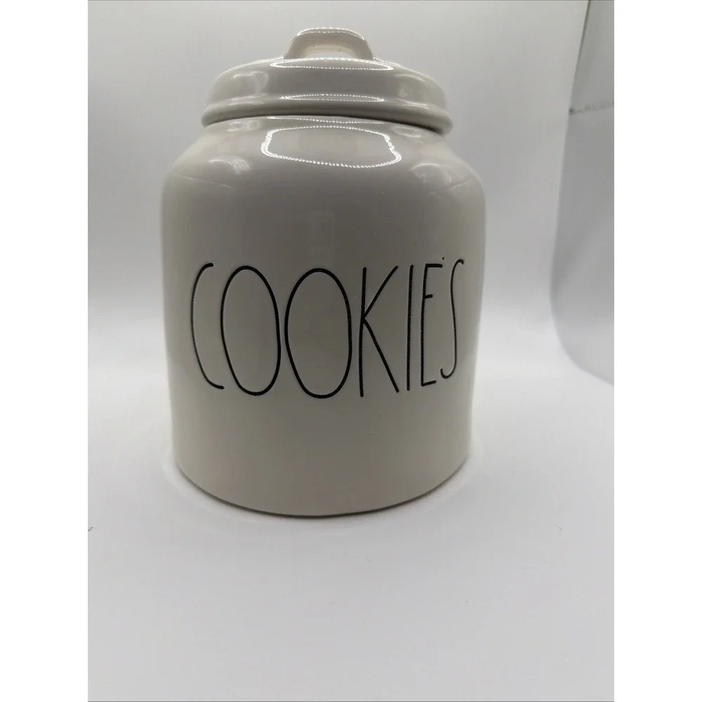 Rae Dunn COOKIES Canister Large White Ceramic Farmhouse Cookie Jar